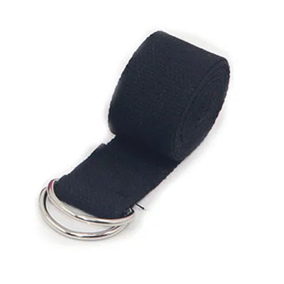 183cm Cotton Yoga Strap with D-Ring – Adjustable Non-Elastic Stretch Belt