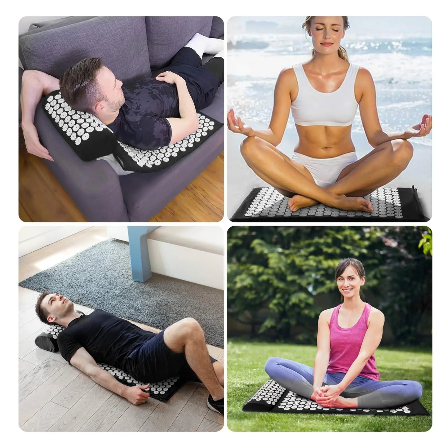 Acupressure Mat and Pillow Set – Relieve Stress, Back Pain, Muscle Relaxation for Yoga and Acupuncture Therapy