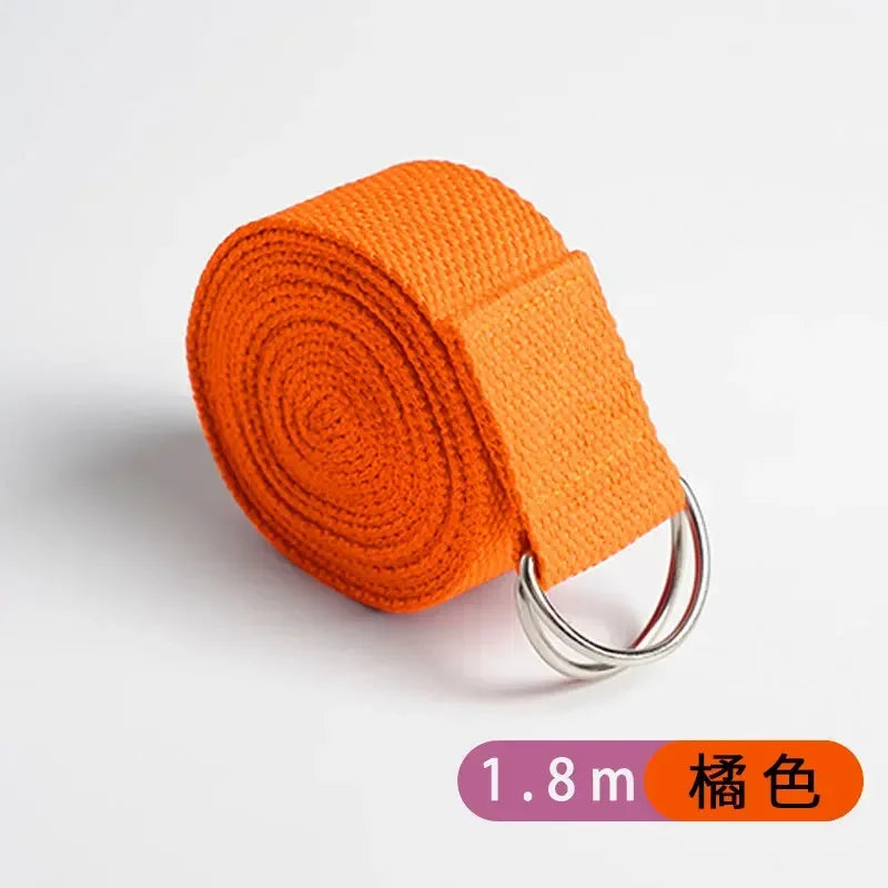 Adjustable Cotton Yoga Strap with D-Ring – 1.8m Stretch Band for Pilates & Flexibility
