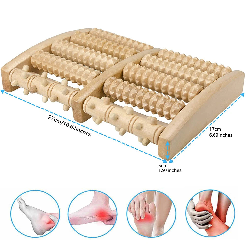 Wooden Foot Massage Roller – Pain Relief for Plantar Fasciitis & Acupressure Therapy