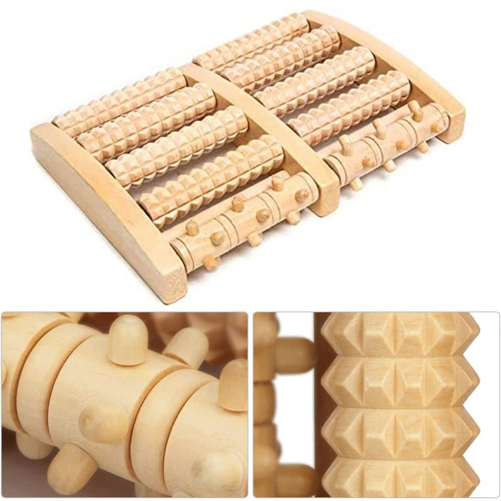 Wooden Foot Massage Roller – Pain Relief for Plantar Fasciitis & Acupressure Therapy