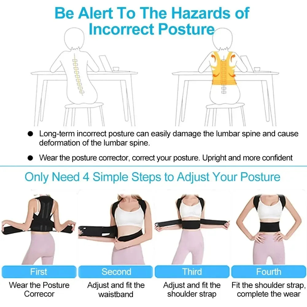 Adjustable Back Posture Corrector for Pain Relief