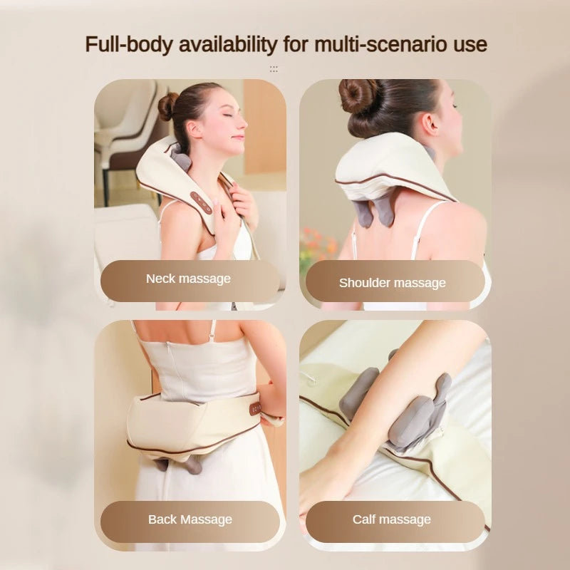 8D Electric Neck & Shoulder Massager – Wireless Kneading Heat Compression for Full-Body Relief