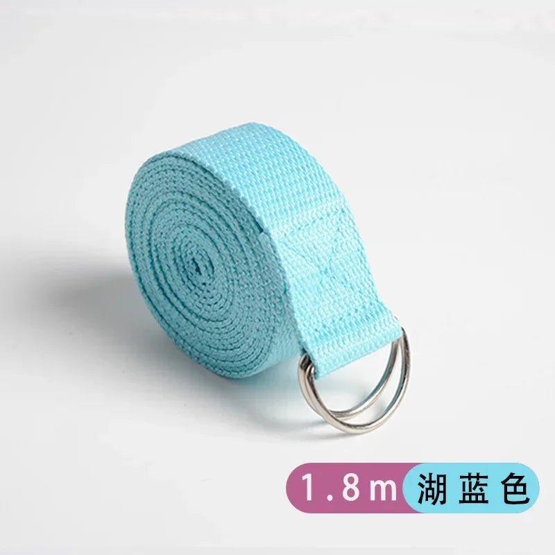 Adjustable Cotton Yoga Strap with D-Ring – 1.8m Stretch Band for Pilates & Flexibility