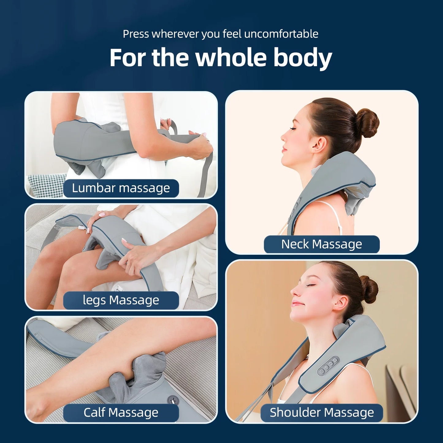 Wireless Shiatsu Neck & Shoulder Massager – Deep Tissue Relief