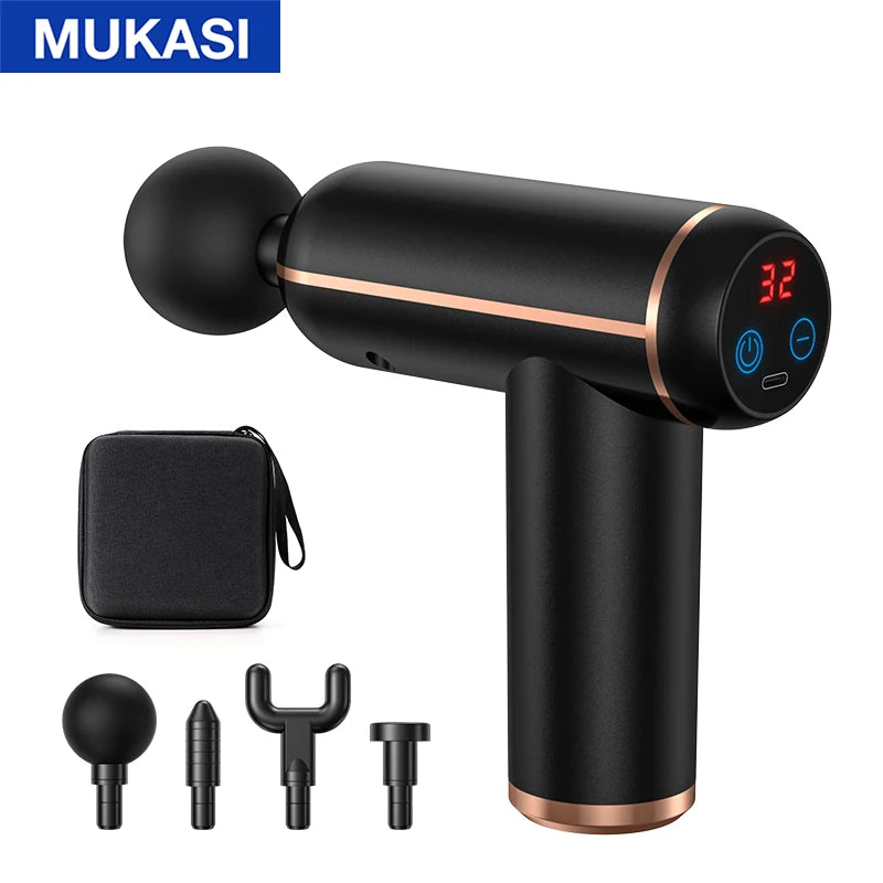 MUKASI Portable Massage Gun – 32 Speeds, Deep Tissue Pain Relief