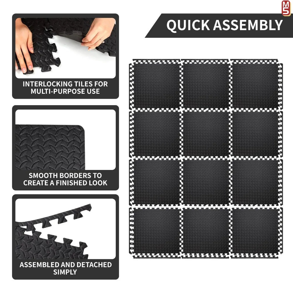 Massage Cushion EVA Foam Puzzle Exercise Mat | Home Gym Interlocking Non-Slip Floor Mats | Waterproof Acupressure Workout Mat