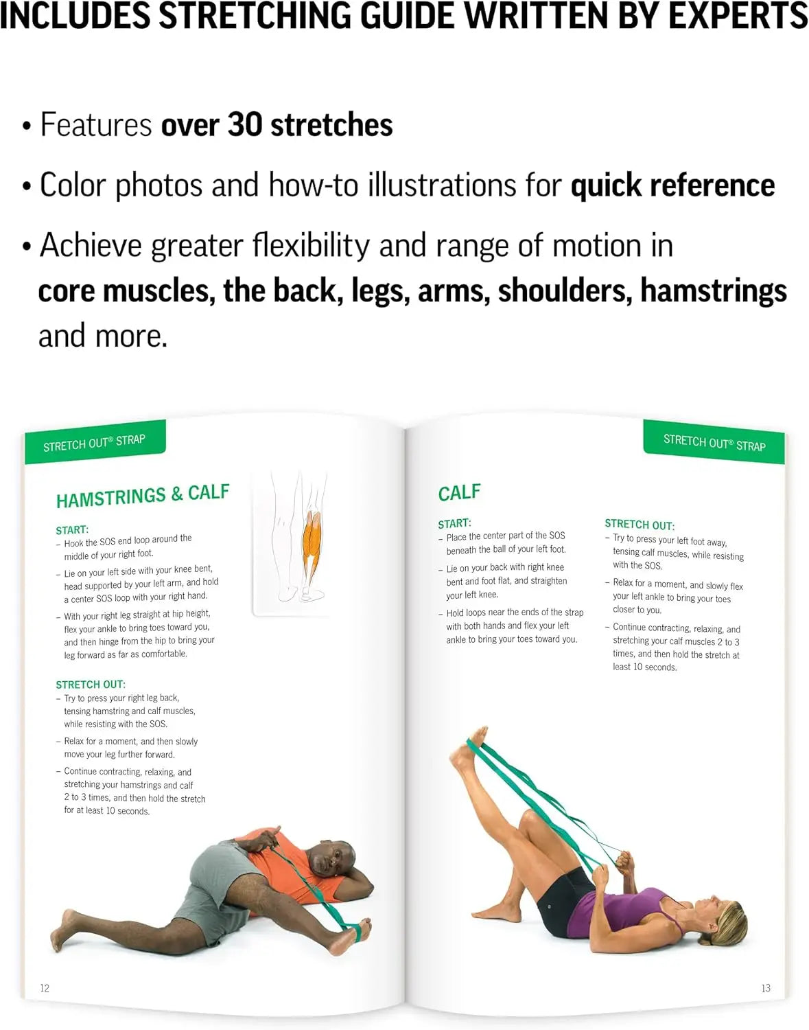 Stretch Out Strap with 10 Loops & Guide – Flexibility & Rehab Tool (USA Made)