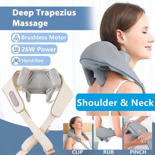 26W Wireless Neck & Shoulder Massager – Deep Kneading Back & Cervical Relief by Foreverlily