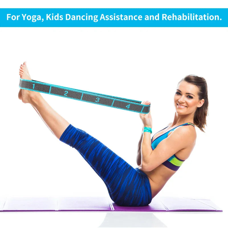 Elastic Yoga Stretch Strap with Loops – Flexibility Trainer for Dance & Pilates