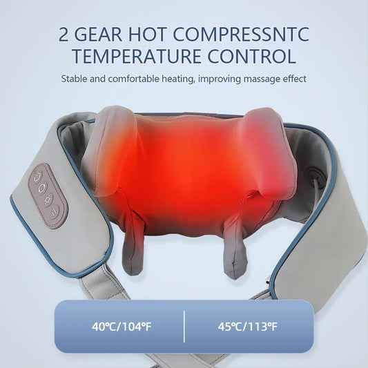 Wireless Neck and Back Massager – Shoulder Kneading Massage Shawl with Heat for Cervical and Trapezius Relief