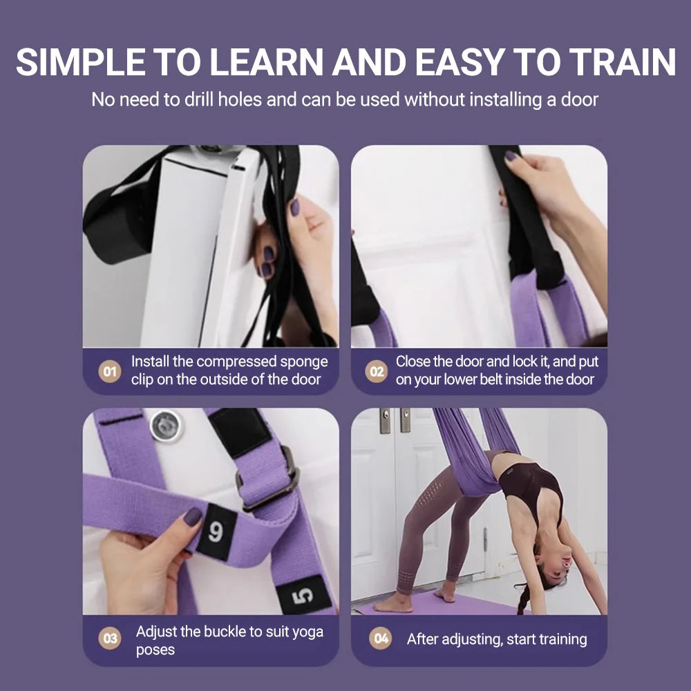Aerial Yoga Strap – Adjustable Leg Split & Inversion Hammock Trainer