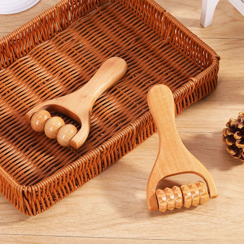 Wooden Roller Massager – Handheld Neck, Shoulder & Foot Relaxation Tool
