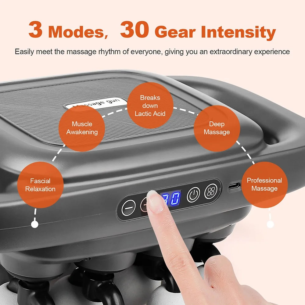 16-Head High-Frequency Fascia Massage Gun – Full Body Muscle Relief Massager