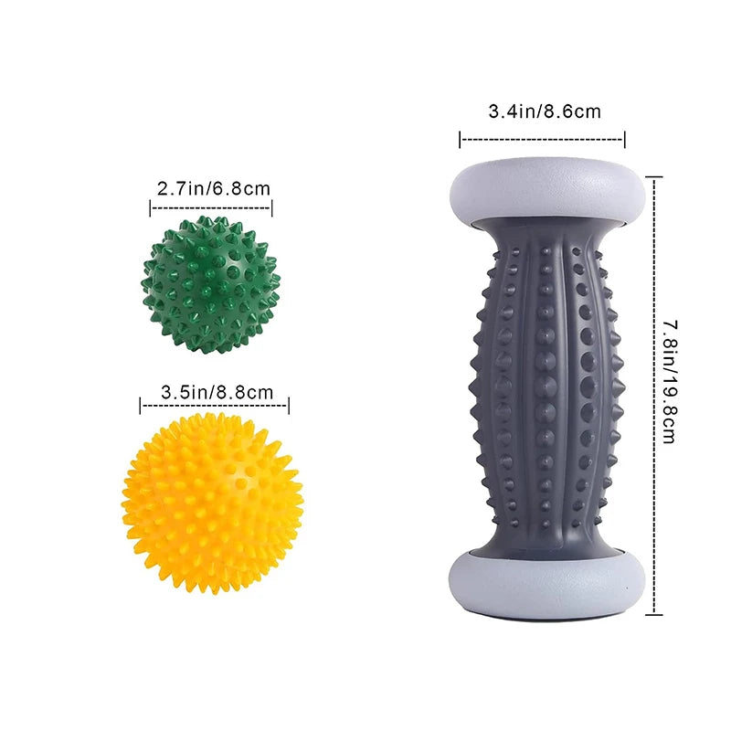 Foot Roller & Spiky Ball Set – Plantar Fasciitis & Neuropathy Relief
