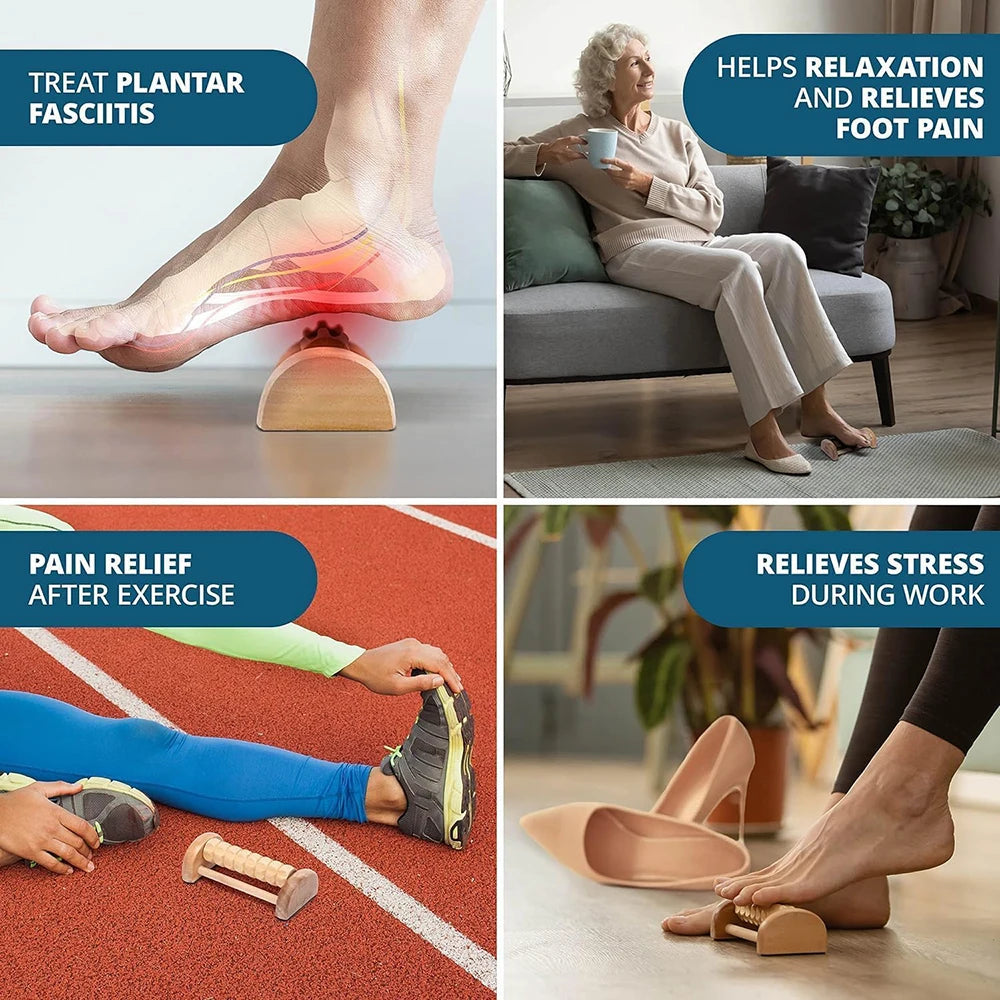 Wooden Foot Massager Roller – Portable Relief for Plantar Fasciitis & Heel Pain