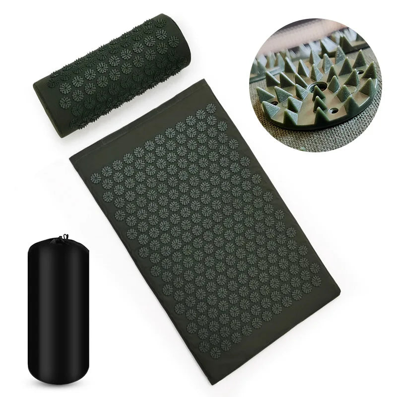 Shakti Acupressure Mat and Pillow Set – Stress Relief, Back & Body Pain Spike Massage Cushion