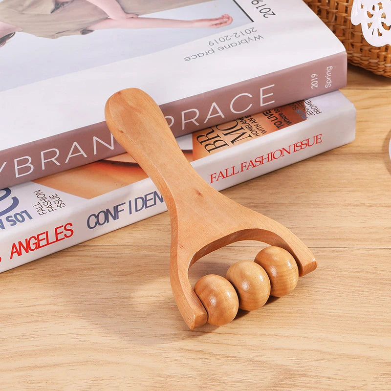 Wooden Roller Massager – Handheld Neck, Shoulder & Foot Relaxation Tool