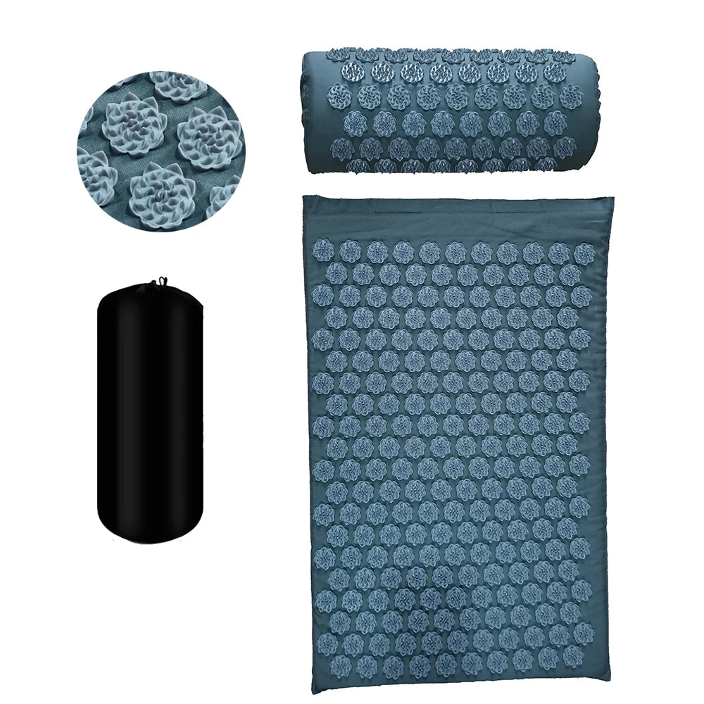 Shakti Acupressure Mat and Pillow Set – Stress Relief, Back & Body Pain Spike Massage Cushion