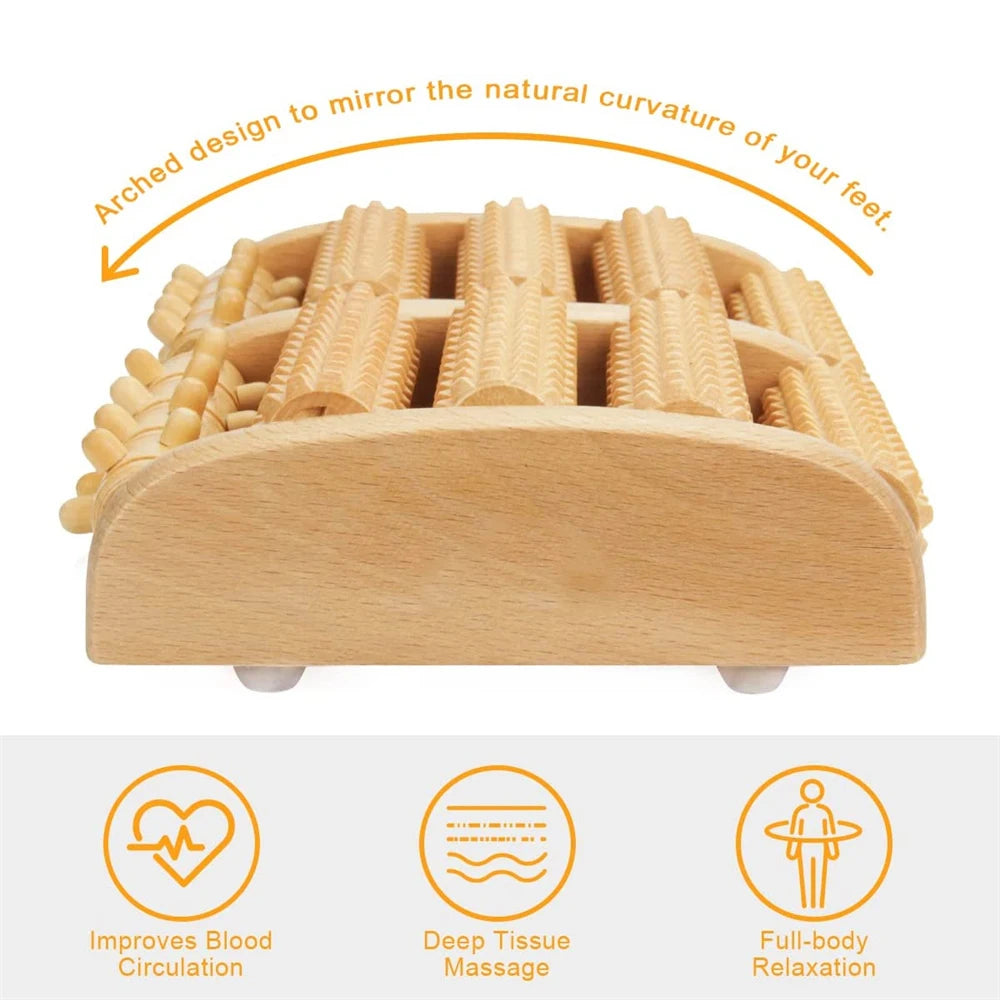 Wooden Foot Massage Roller – Pain Relief for Plantar Fasciitis & Acupressure Therapy