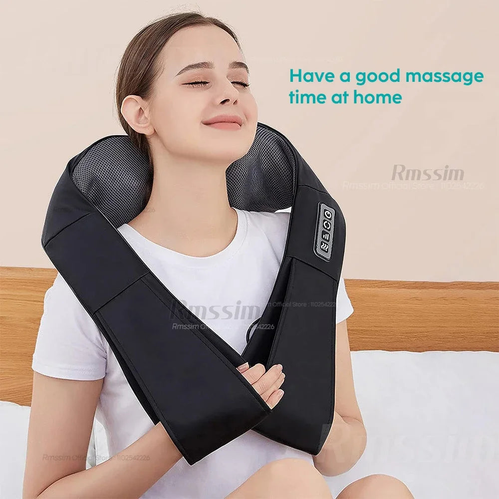 Heated Shiatsu Neck & Shoulder Massager – Deep Kneading Electric Massage Pillow