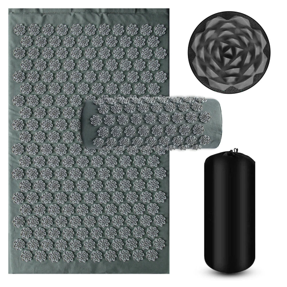 3PCS Acupressure Mat and Pillow Set – Yoga Massage Cushion for Full Body Relaxation and Foot Therapy