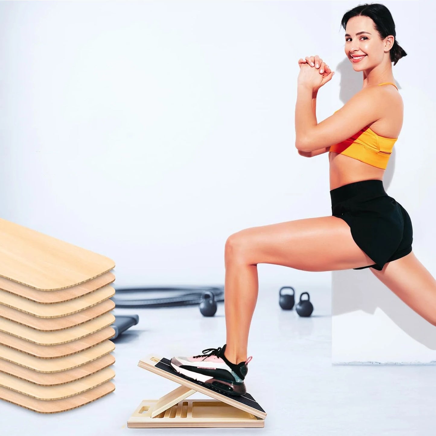 Adjustable Wooden Slant Board – Calf Stretch & Squat Wedge for Rehab & Fitness