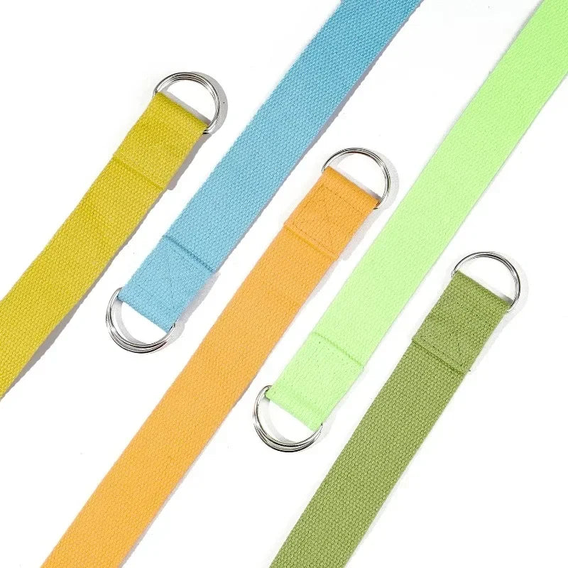 Adjustable Cotton Yoga Strap with D-Ring – 1.8m Stretch Band for Pilates & Flexibility