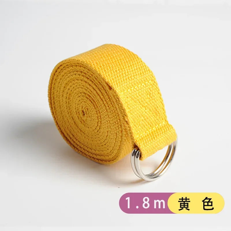 Adjustable Cotton Yoga Strap with D-Ring – 1.8m Stretch Band for Pilates & Flexibility