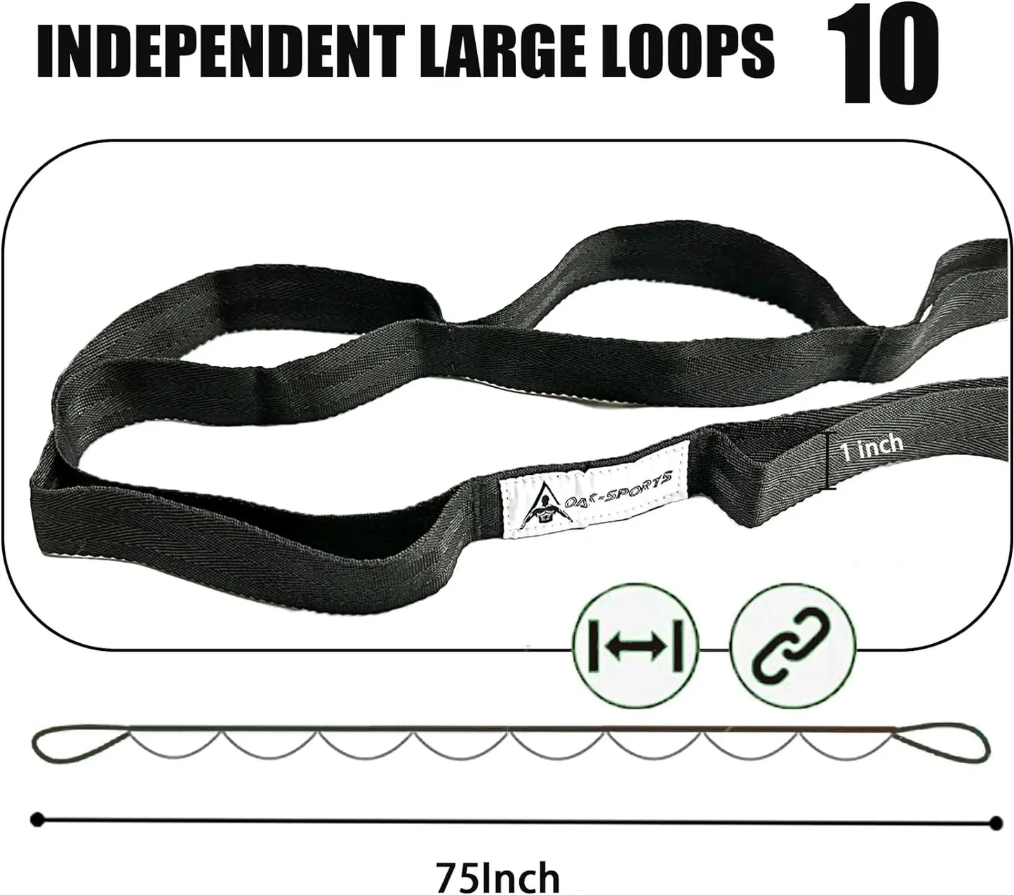 Non-Elastic Stretching Strap with Loops – Yoga & Physical Therapy Aid