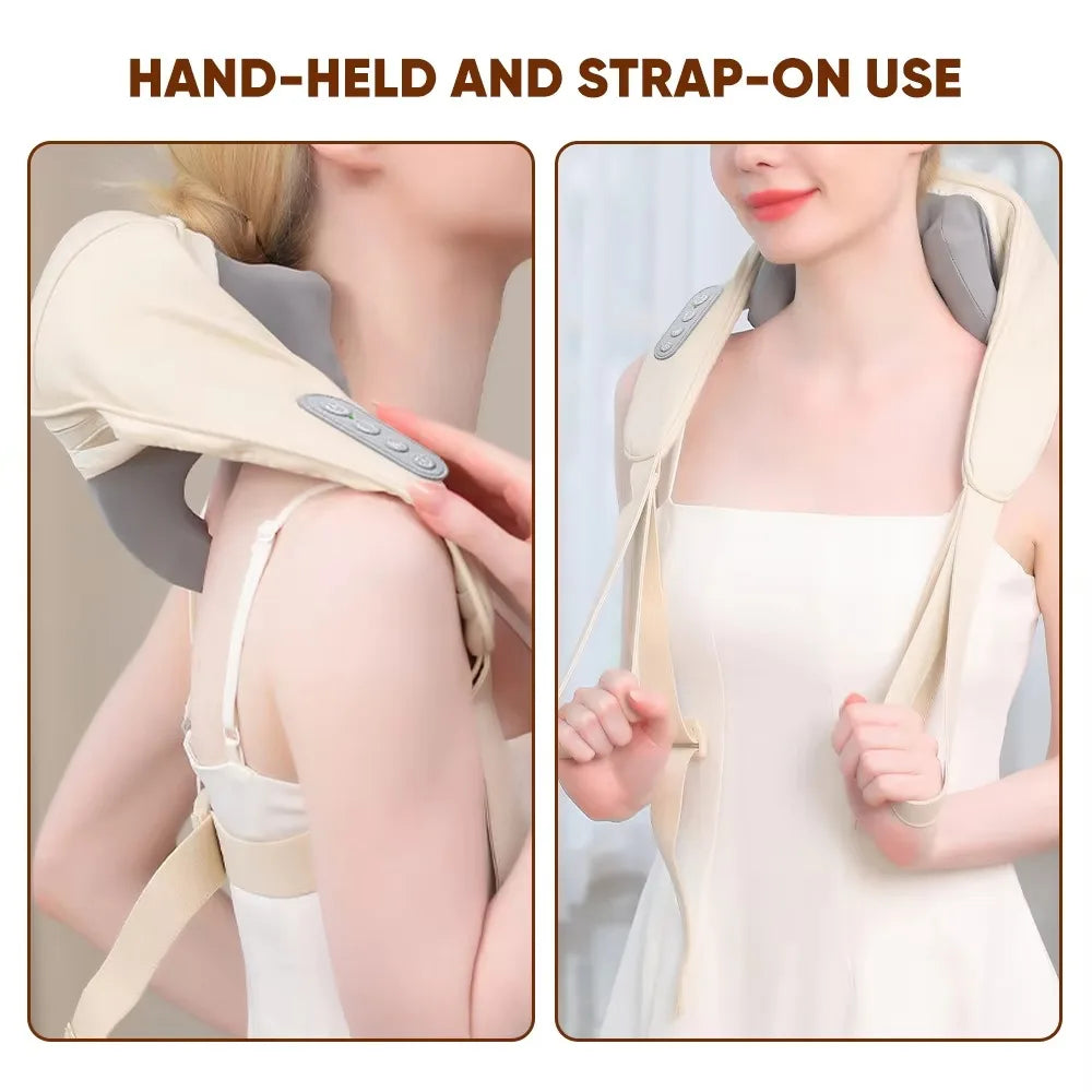 Wireless Neck and Back Massager – Shoulder Kneading Massage Shawl with Heat for Cervical and Trapezius Relief