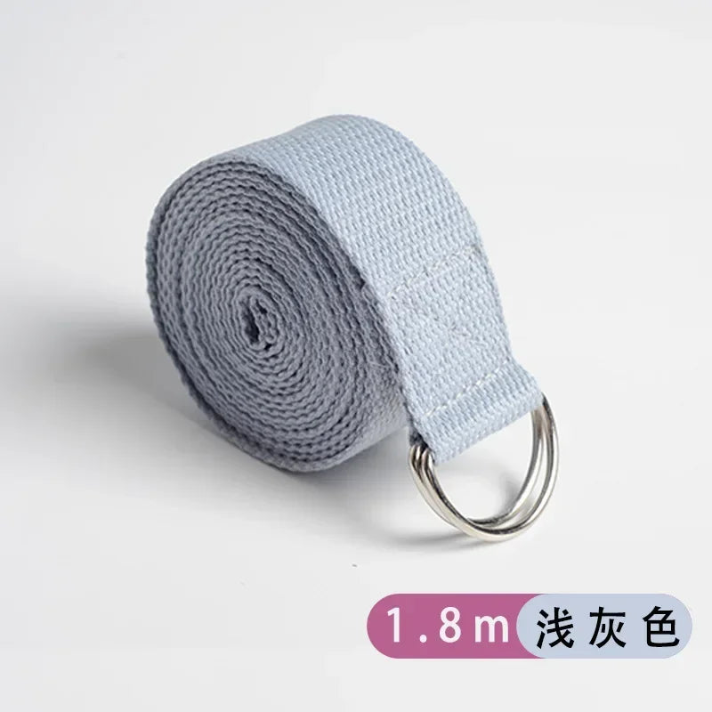 Adjustable Cotton Yoga Strap with D-Ring – 1.8m Stretch Band for Pilates & Flexibility