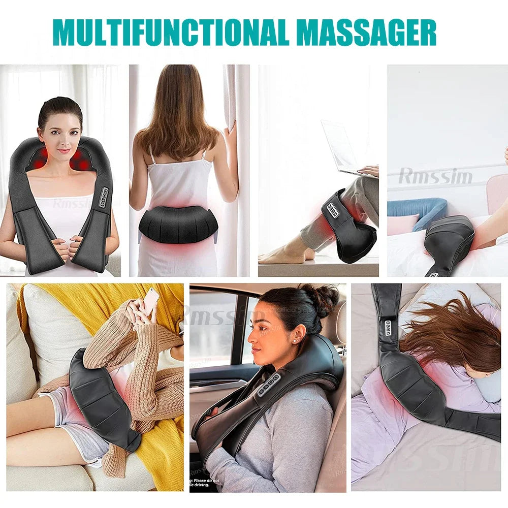 Heated Shiatsu Neck & Shoulder Massager – Deep Kneading Electric Massage Pillow