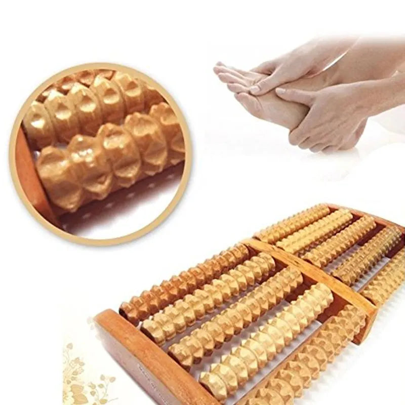 Wooden Foot Massage Roller – Reflexology Pain & Stress Relief Tool