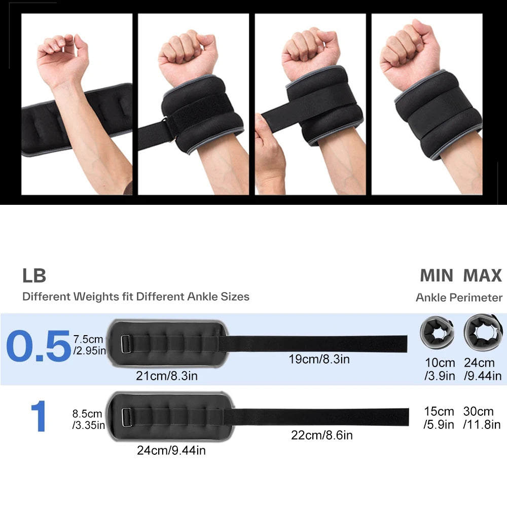 Adjustable Ankle/Wrist Weights – 0.5kg or 1kg Pair for All Ages