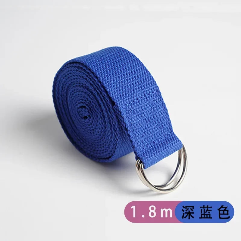 Adjustable Cotton Yoga Strap with D-Ring – 1.8m Stretch Band for Pilates & Flexibility