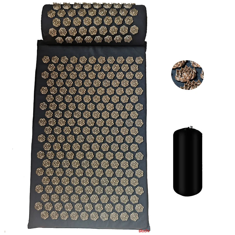 Shakti Acupressure Mat and Pillow Set – Stress Relief, Back & Body Pain Spike Massage Cushion