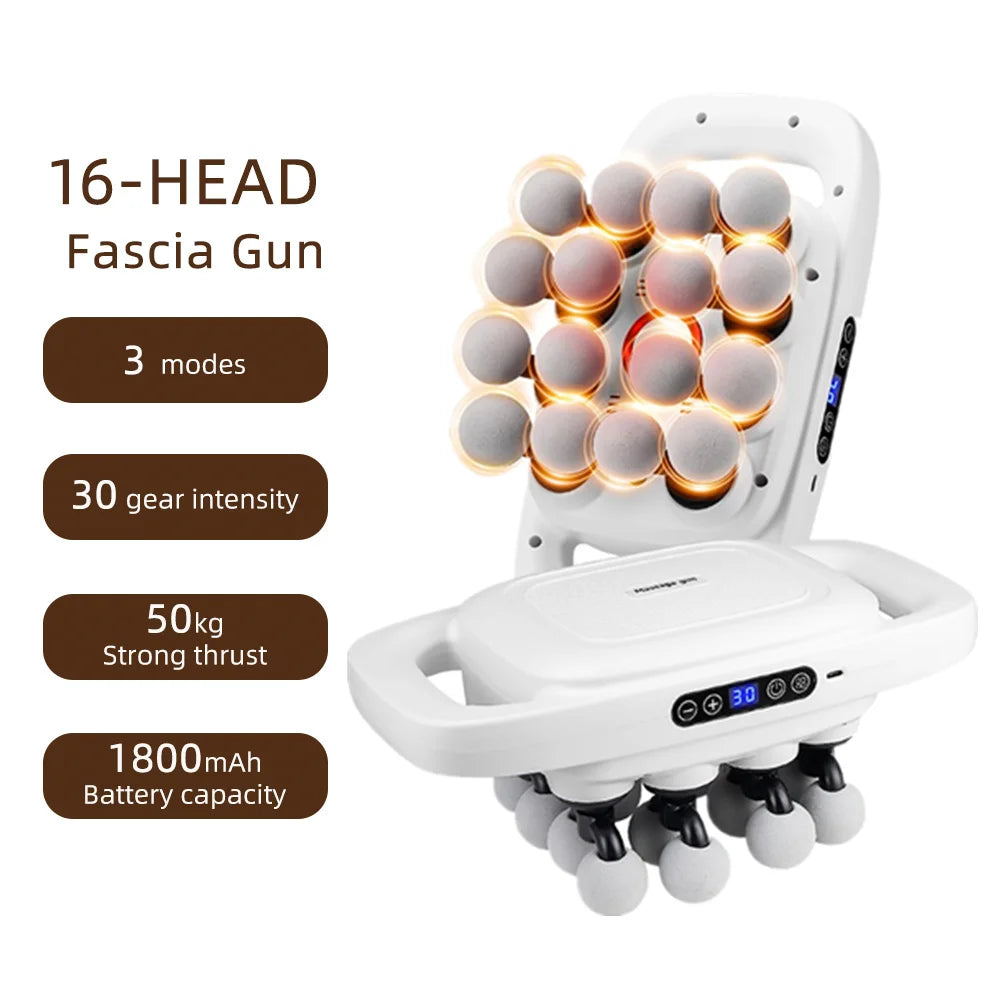 16-Head High-Frequency Fascia Massage Gun – Full Body Muscle Relief Massager