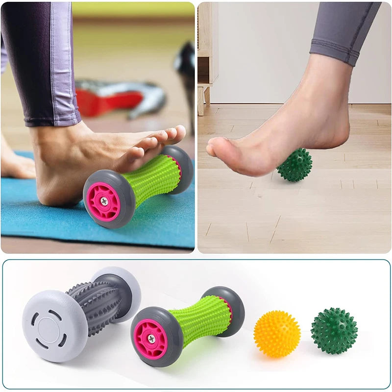 Foot Roller & Spiky Ball Set – Plantar Fasciitis & Neuropathy Relief