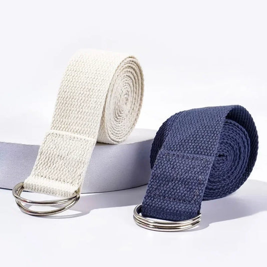 Adjustable Cotton Yoga Strap with D-Ring – 1.8m Stretch Band for Pilates & Flexibility