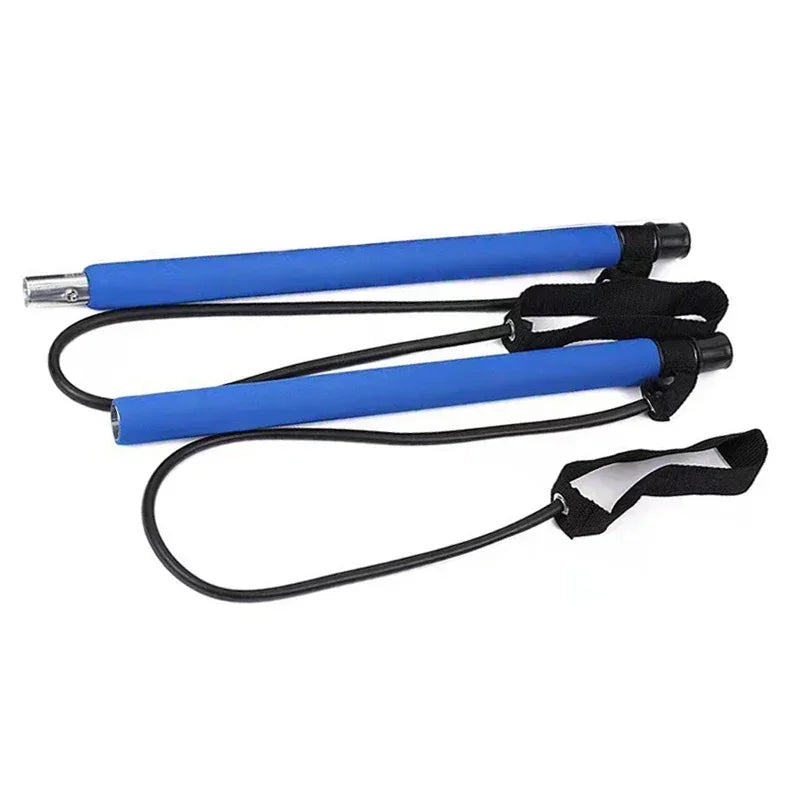 Portable Pilates Bar Kit – Resistance Band Yoga Stick with Foot Loops