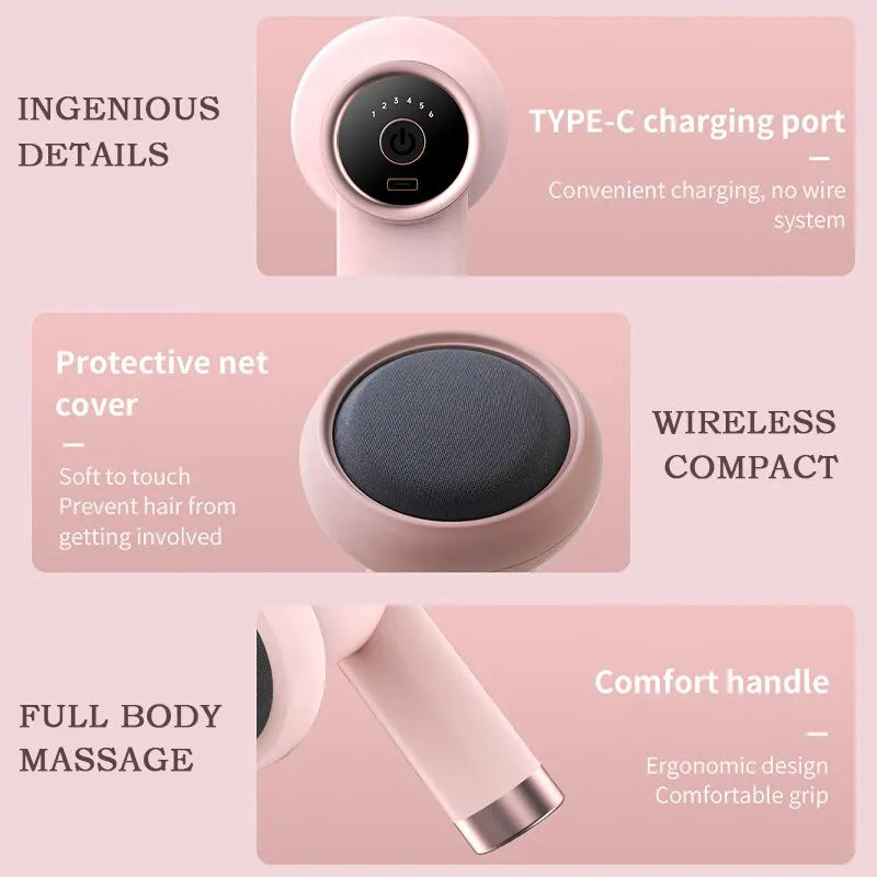 Wireless Handheld Massage Gun – 5 Heads, 6-Speed Body Fat & Muscle Relief