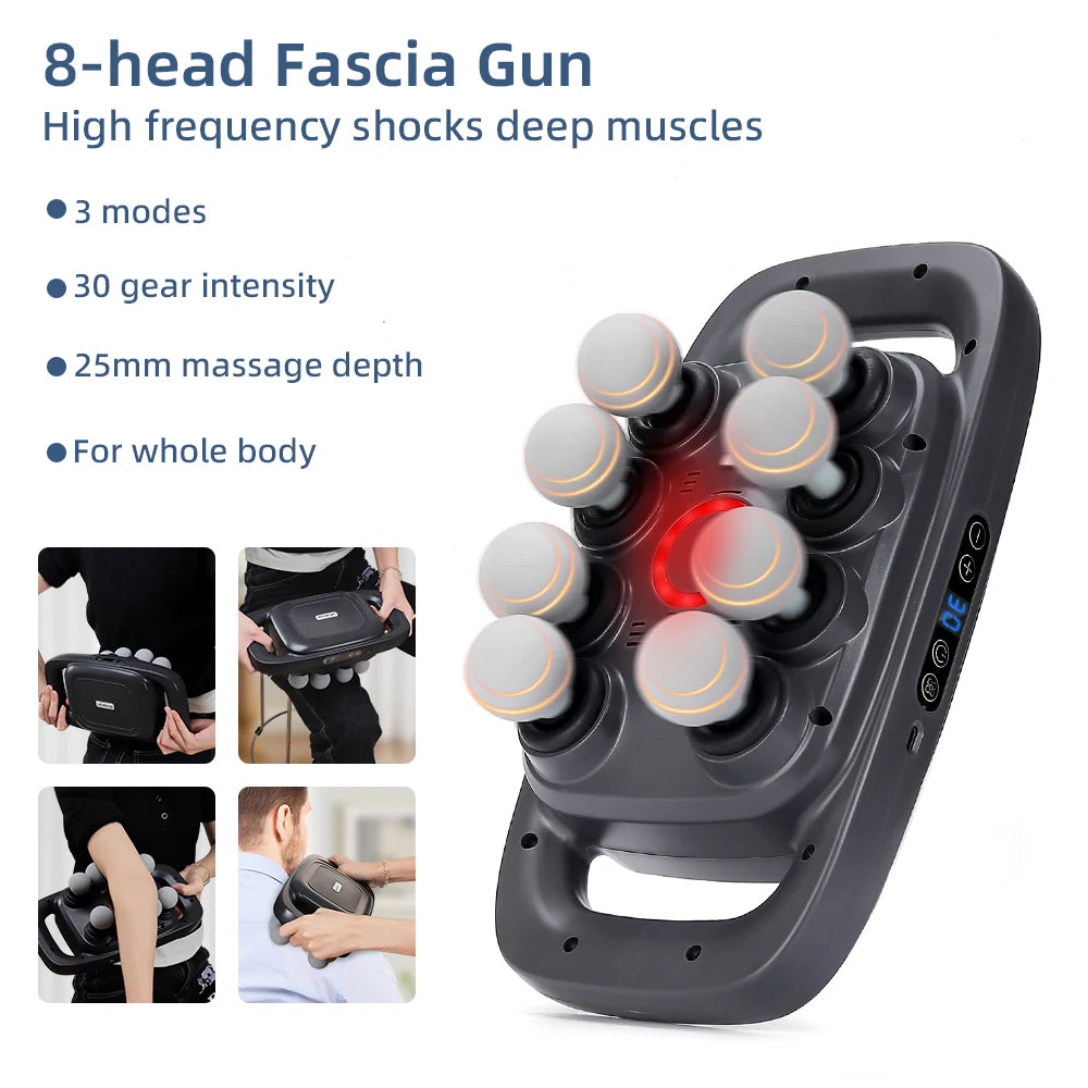 8-Head High-Frequency Massage Gun – Full Body Deep Tissue Relief Tool