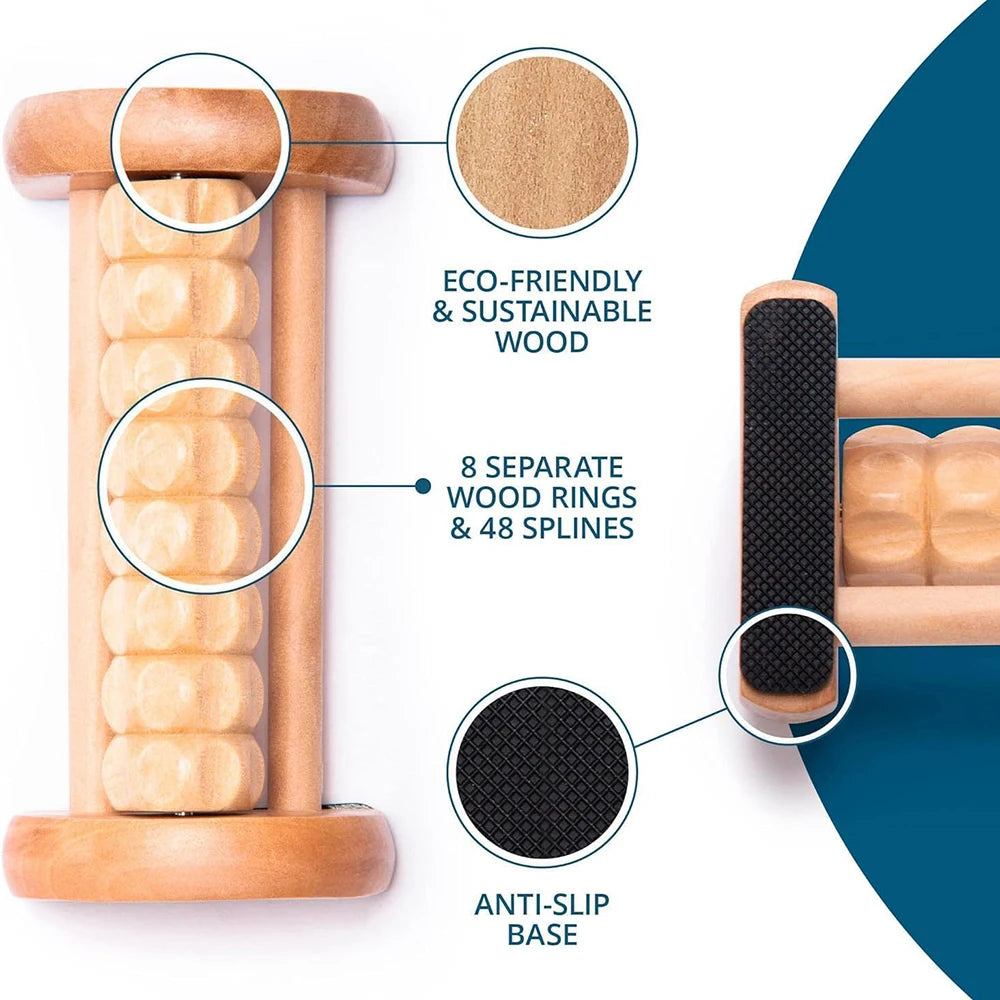 Wooden Foot Massager Roller – Portable Relief for Plantar Fasciitis & Heel Pain