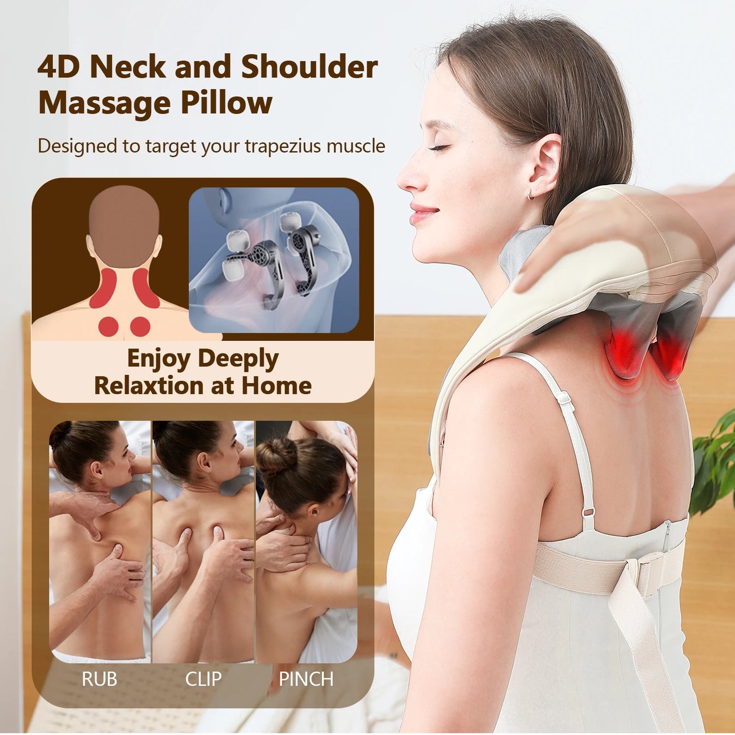 Wireless Neck & Shoulder Shiatsu Massager with Heat – Relaxing Massage Shawl