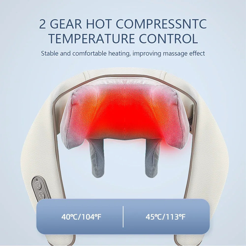 Electric Neck & Back Massager Pillow – Wireless Deep Tissue Kneading with Heat