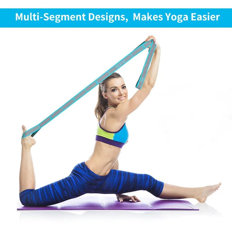 Elastic Yoga Stretch Strap with Loops – Flexibility Trainer for Dance & Pilates
