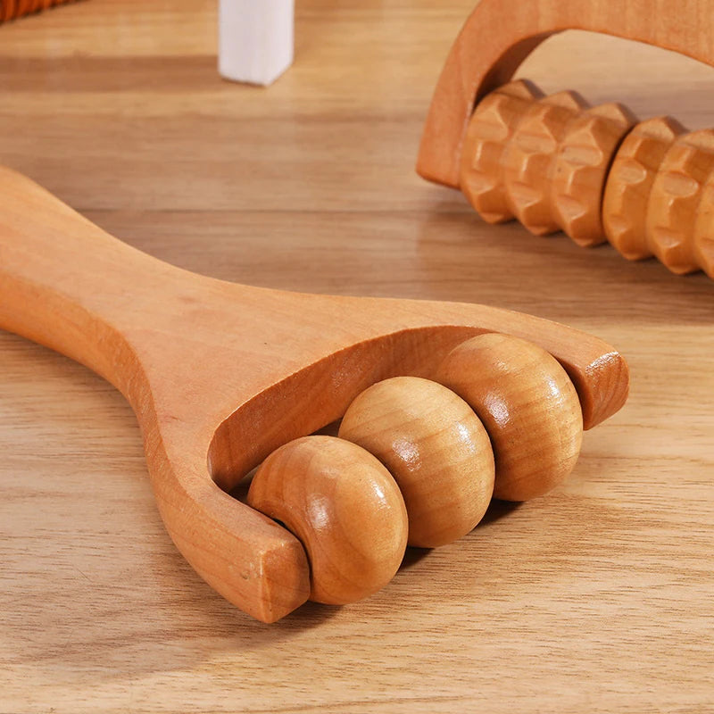 Wooden Roller Massager – Handheld Neck, Shoulder & Foot Relaxation Tool
