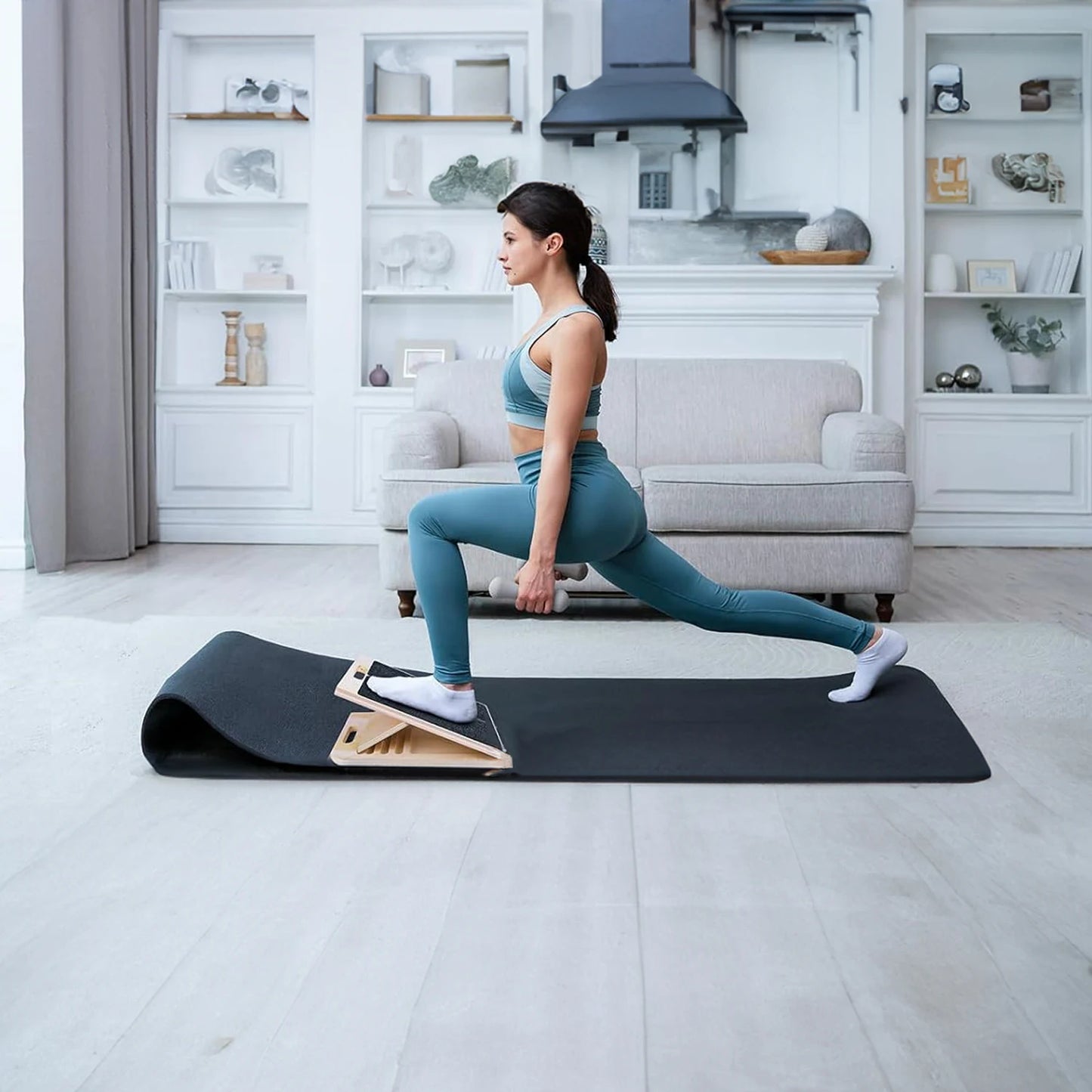 Adjustable Wooden Slant Board – Calf Stretch & Squat Wedge for Rehab & Fitness