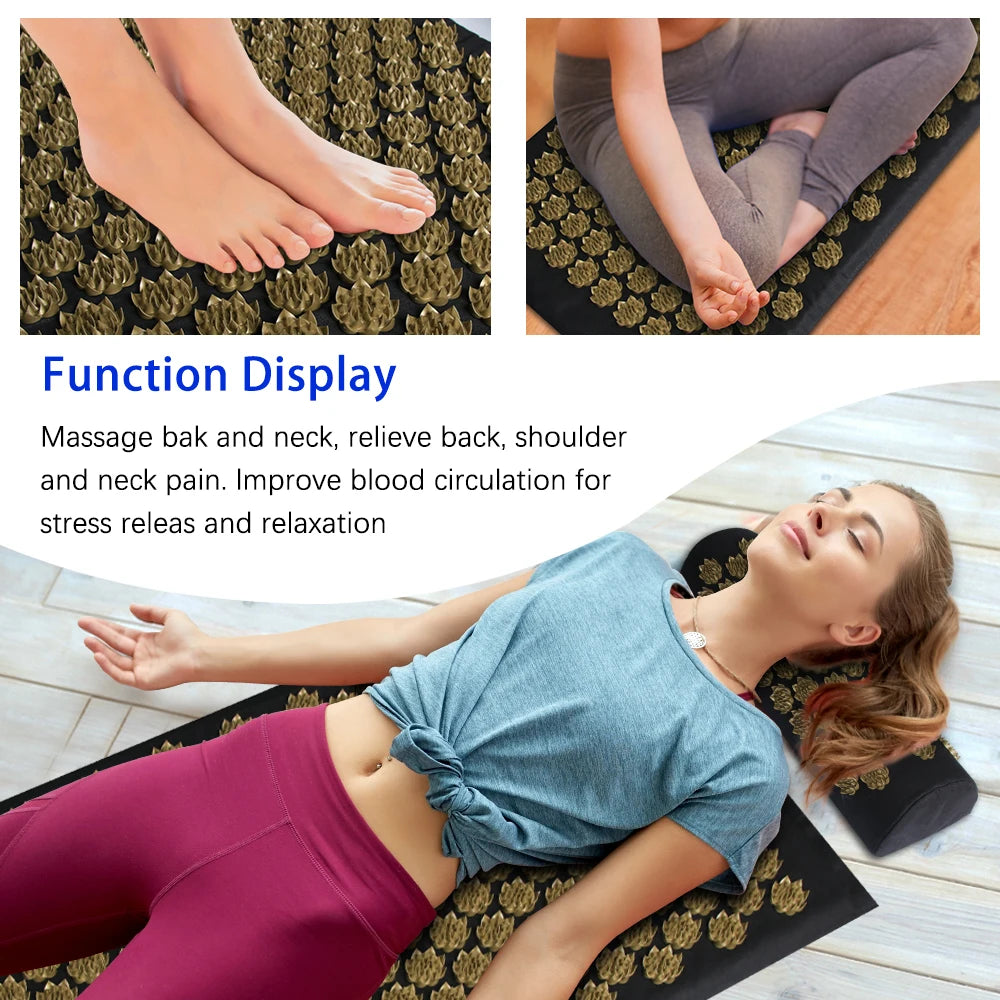 Pranamat Eco Lotus Spike Mat – Acupressure Massage Cushion for Neck, Back, and Foot Therapy